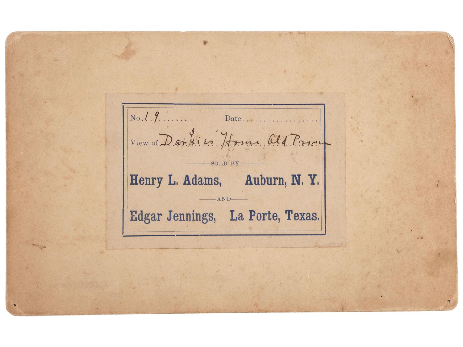 [EARLY PHOTOGRAPHY]. Irregular boudoir card of a pregnant African American woman outside of a home in Texas.