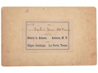 [EARLY PHOTOGRAPHY]. Irregular boudoir card of a pregnant African American woman outside of a home in Texas.