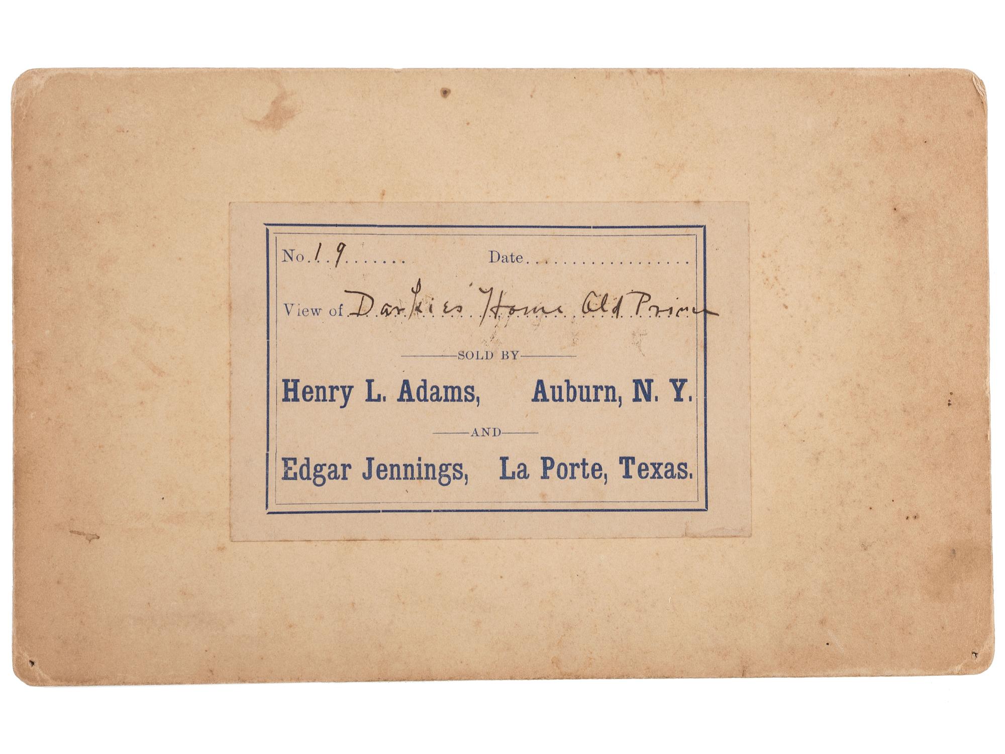 [EARLY PHOTOGRAPHY]. Irregular boudoir card of a pregnant African American woman outside of a home in Texas.
