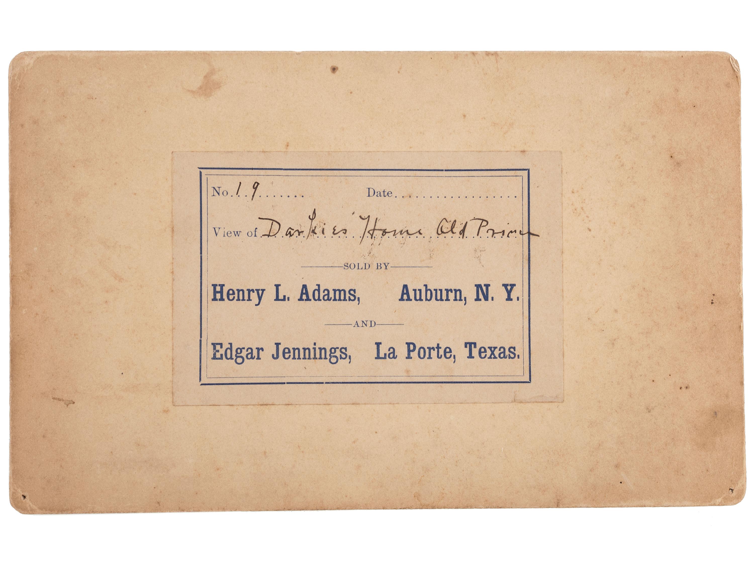 [EARLY PHOTOGRAPHY]. Irregular boudoir card of a pregnant African American woman outside of a home in Texas.