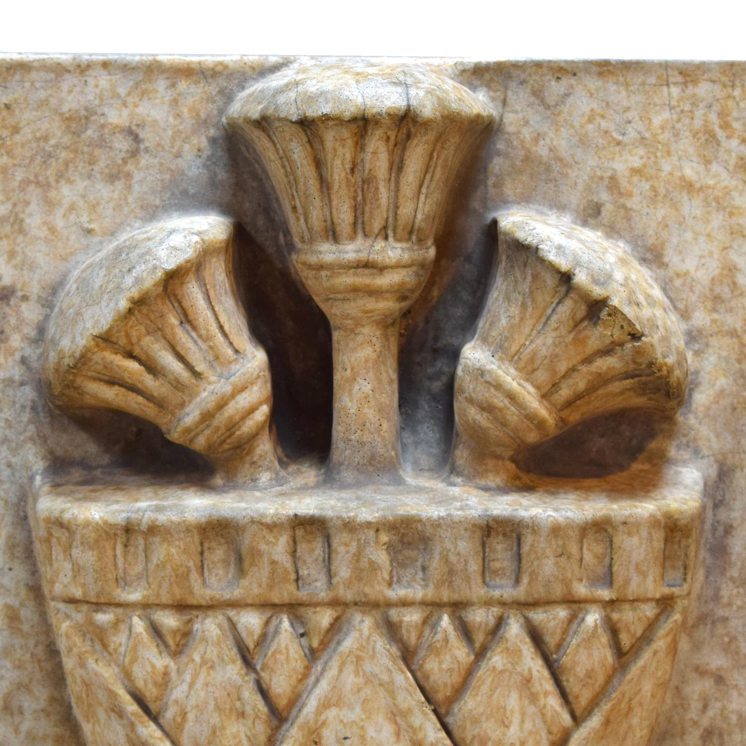 A Glazed Terra Cotta Panel from the National Knights of Pythian Temple in Chicago, IL. 22" W x 8" D x 18" H — United States, Circa 1924