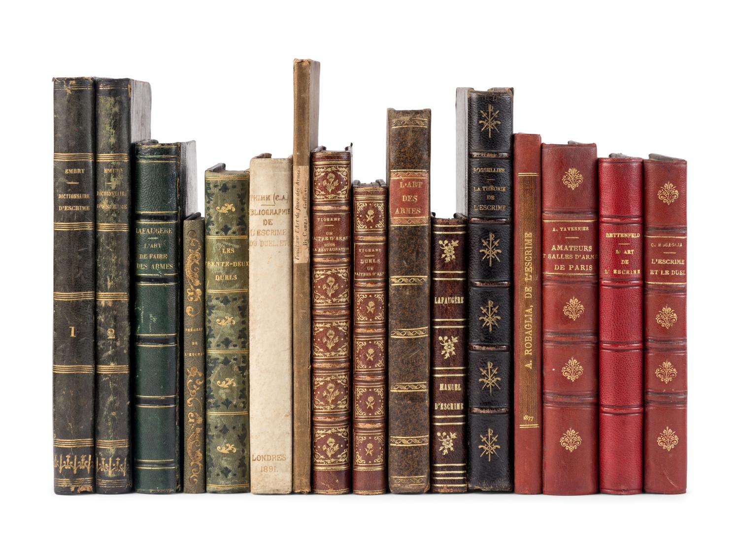 [FENCING -- FRENCH]. A group of approximately 86 volumes about fencing in French, including: