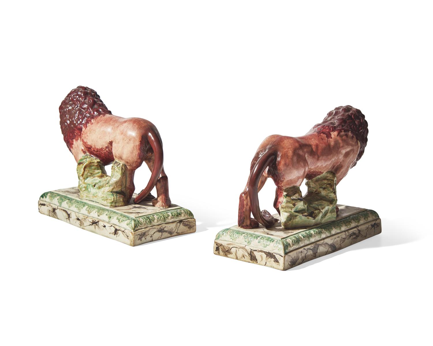A Pair of Wedgwood Pearlware Lion Figures