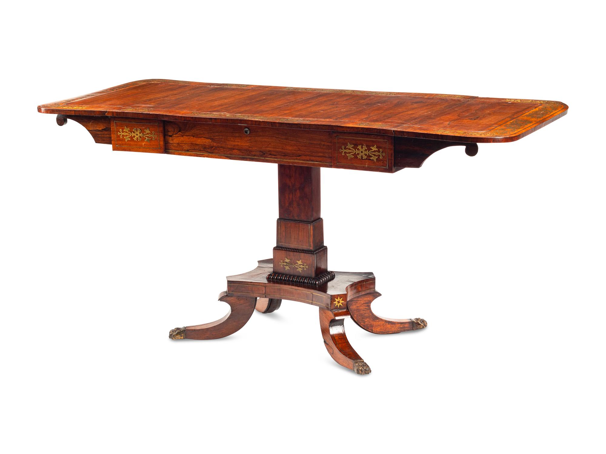 A Regency Brass-Inlaid Rosewood Sofa Table