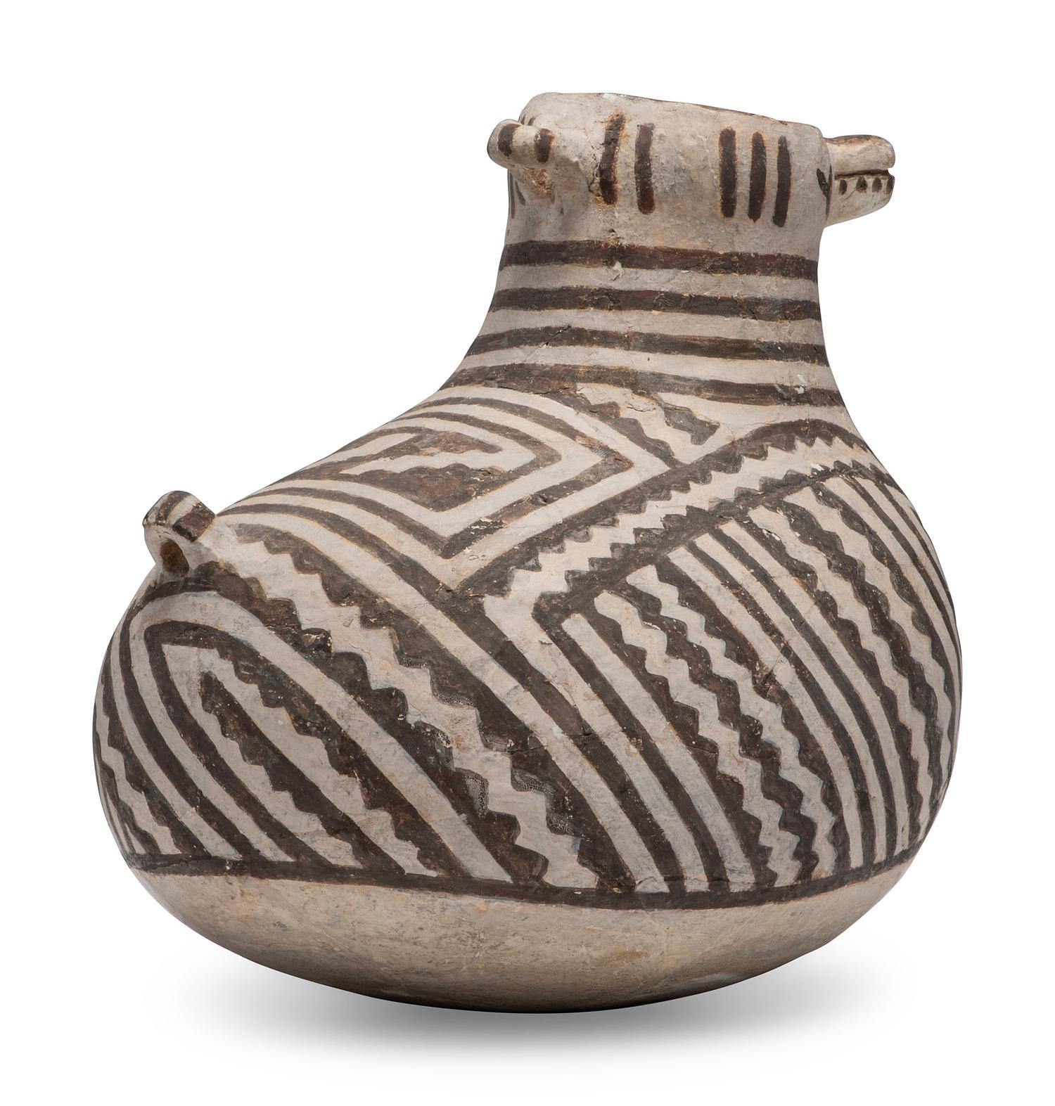 Ancestral Pueblo Black-on-White Duck Effigy Pottery Pitcher