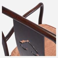 A Chinese lacquered hardwood southern official's hat armchair, possibly huanghuali 黑漆南官帽椅 或黄花梨 18th/19th century ???????