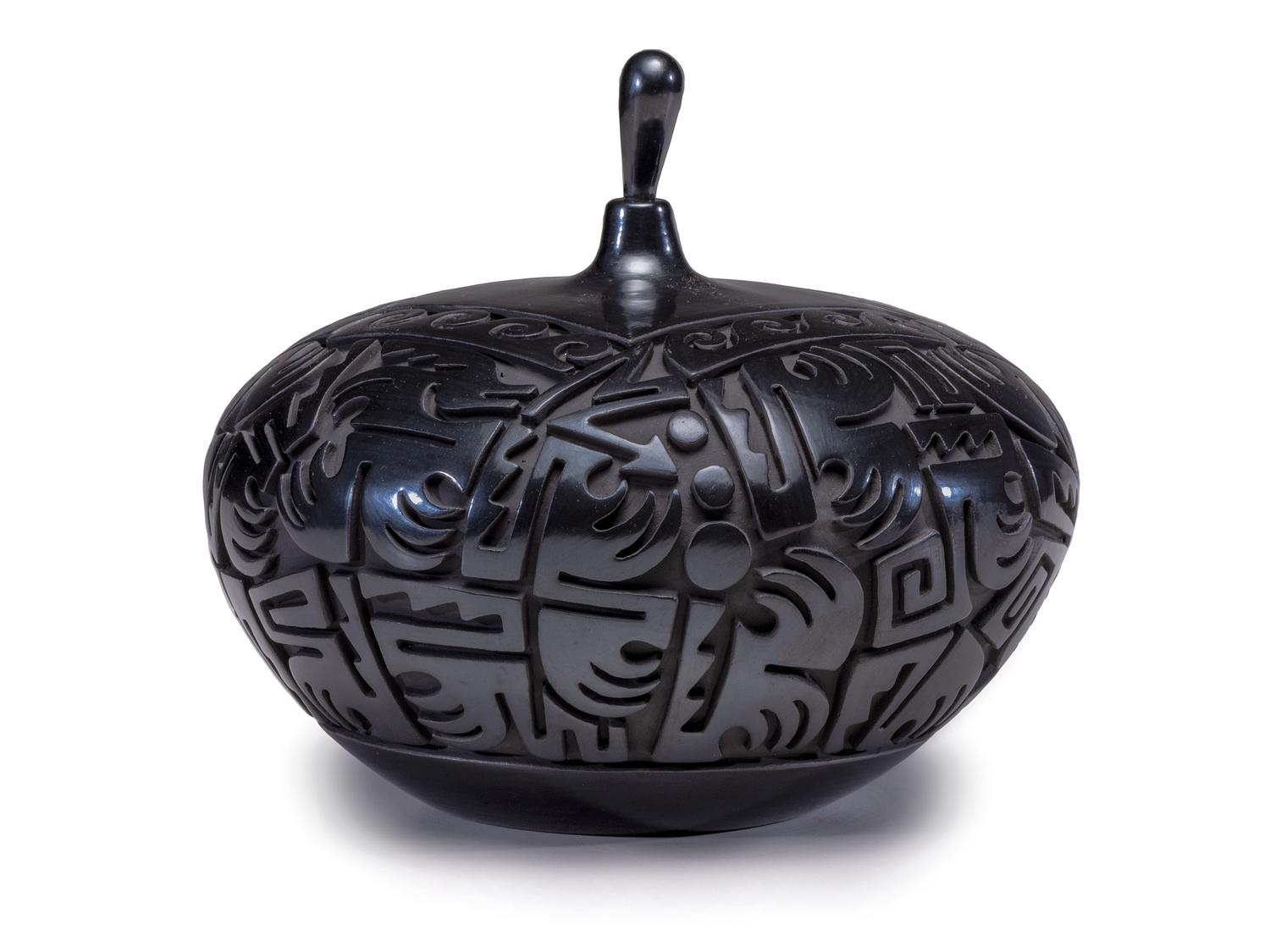 Carved Blackware Pottery Jar
