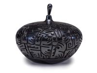 Carved Blackware Pottery Jar