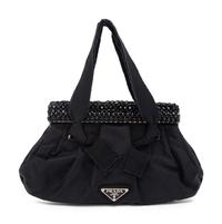 Prada, Black Tweed Dress & Nylon Handbag