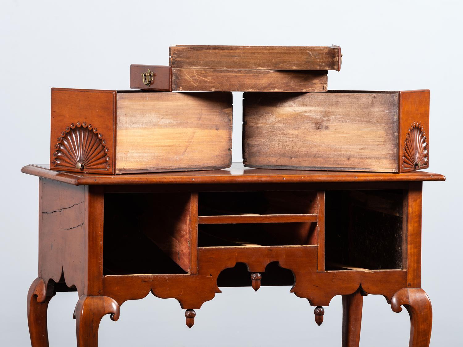 A Queen Anne Fan Carved Cherrywood Dressing Table