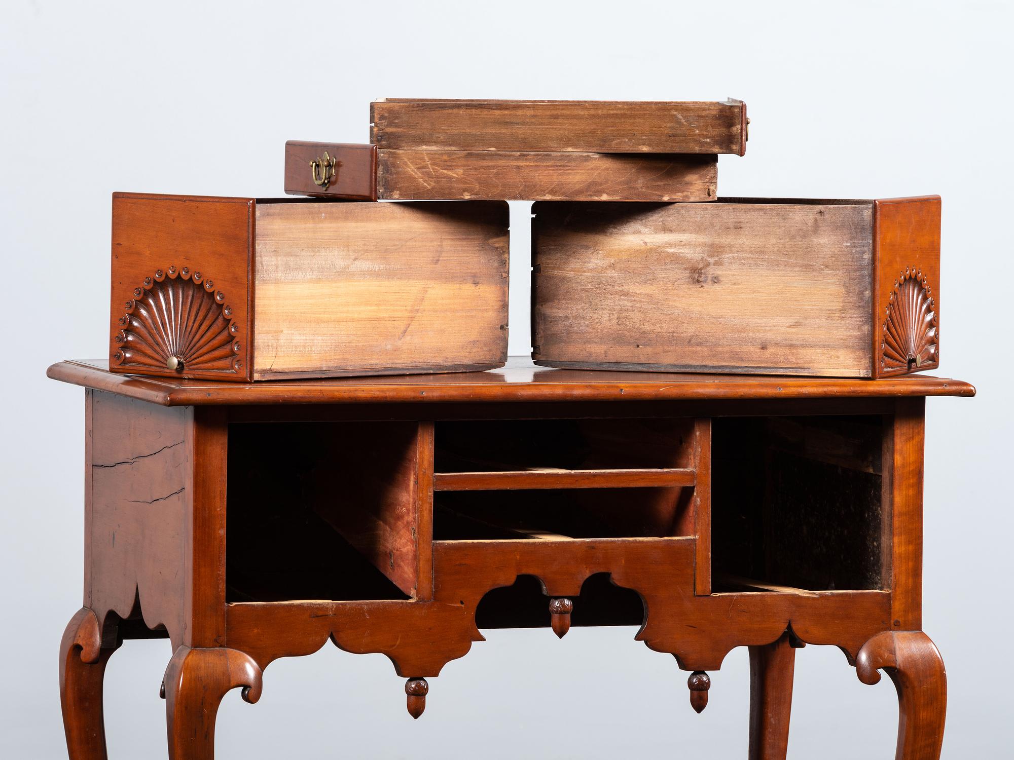 A Queen Anne Fan Carved Cherrywood Dressing Table