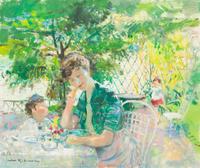 Jules Rene Herve, (French, 1887–1981), Patio Scene