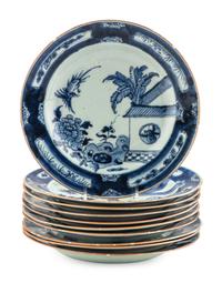 A Set of Ten Chinese Export Blue and White Porcelain Plates
