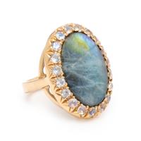 Italian, Labradorite, Moonstone, and Rose Gold Ring