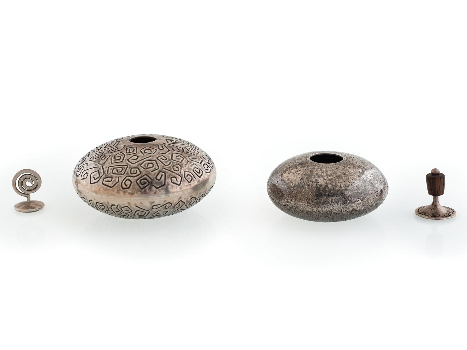 Lidded Silver Seed Jars