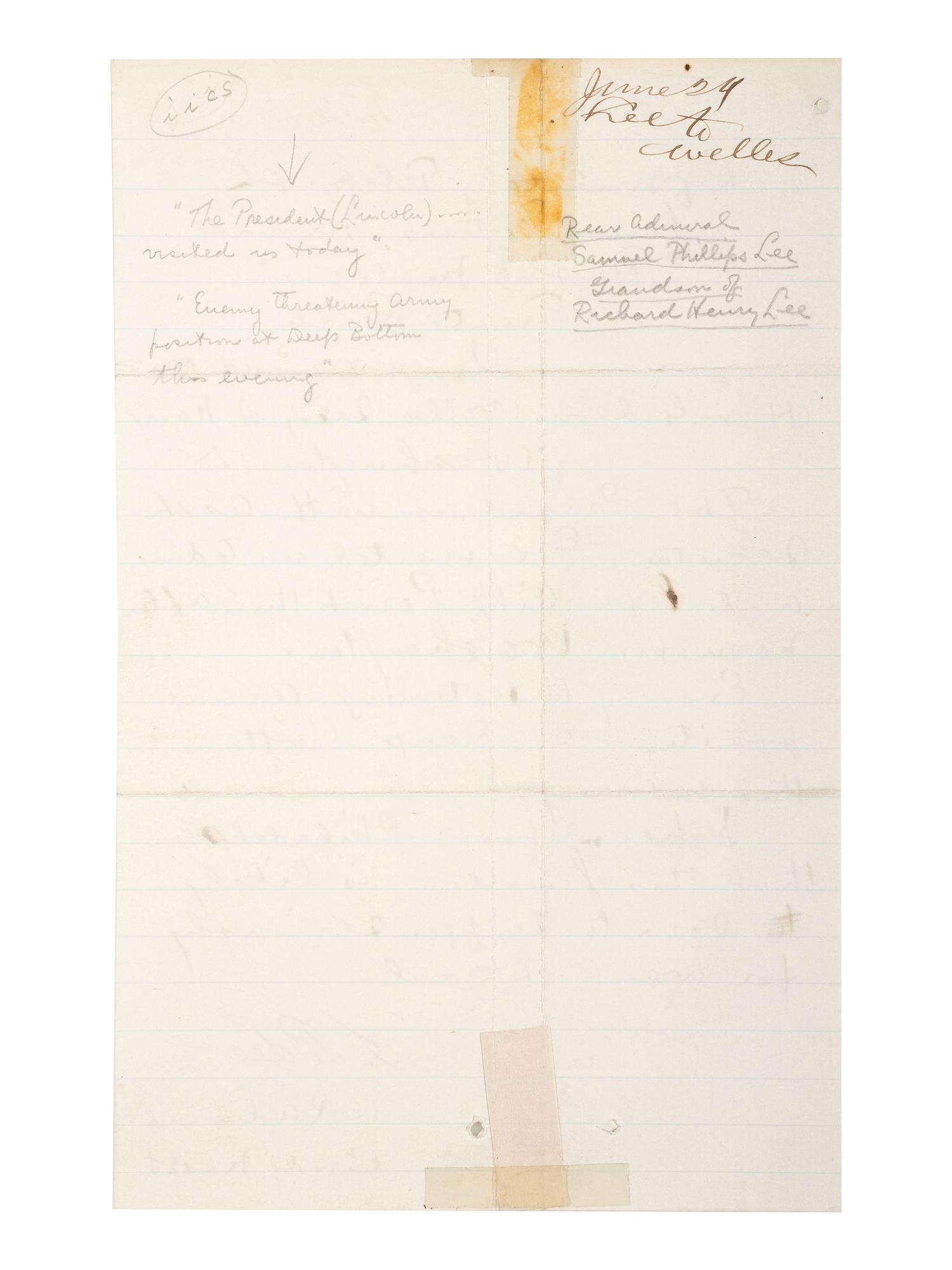 [CIVIL WAR - NAVY] -- [LINCOLNIANA]. A group of 6 documents relating to Lincoln naval visits, comprising: