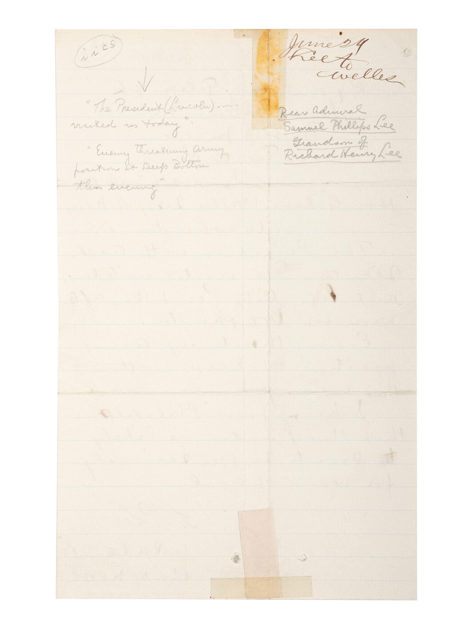 [CIVIL WAR - NAVY] -- [LINCOLNIANA]. A group of 6 documents relating to Lincoln naval visits, comprising: