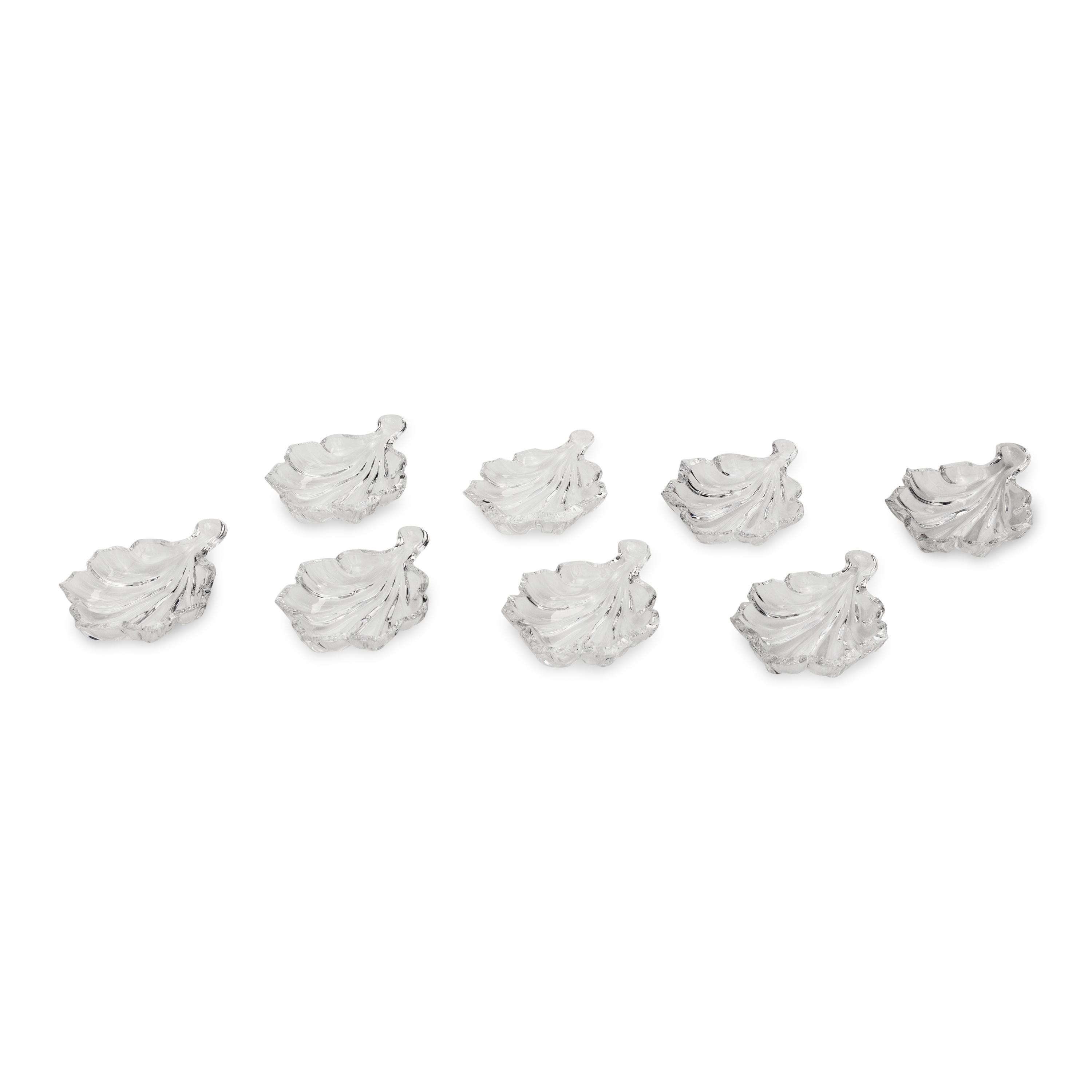 A Group of Eight Baccarat Leaf Form Nut Dishes