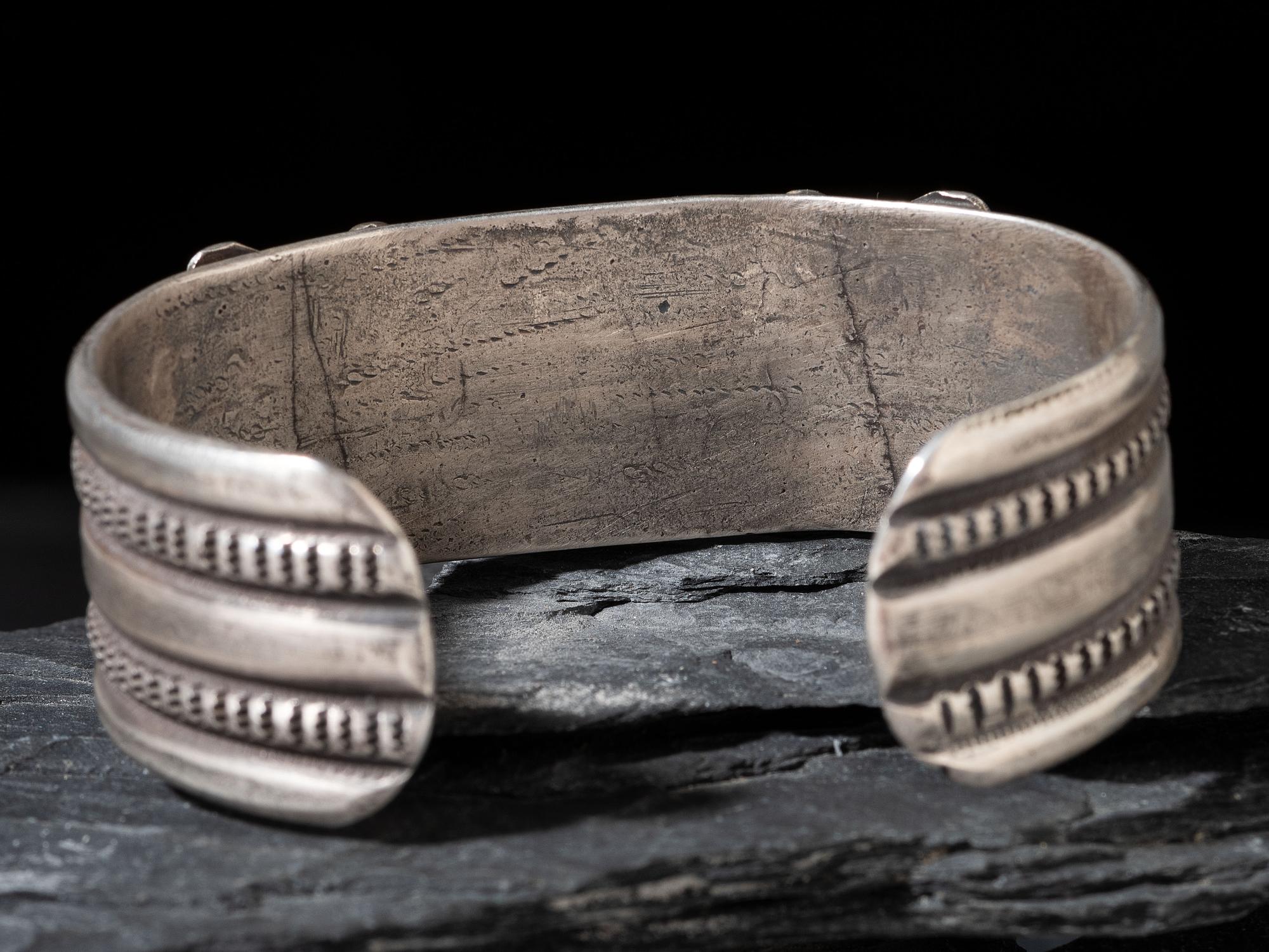 Navajo Ingot and Turquoise Cuff Bracelet