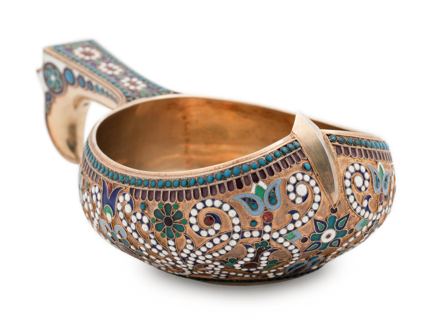 A Russian Silver-Gilt and Enameled Kovsh Retailed by Tiffany & Co .