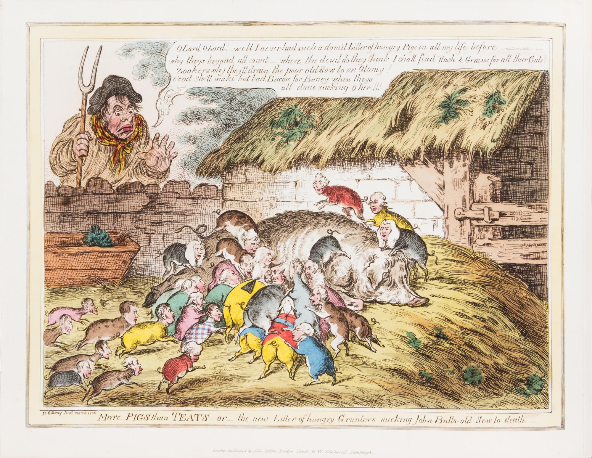 GILLRAY, JAMES. [The Caricatures of Gillray.] London, [1818] With 85 hand-colored plates.