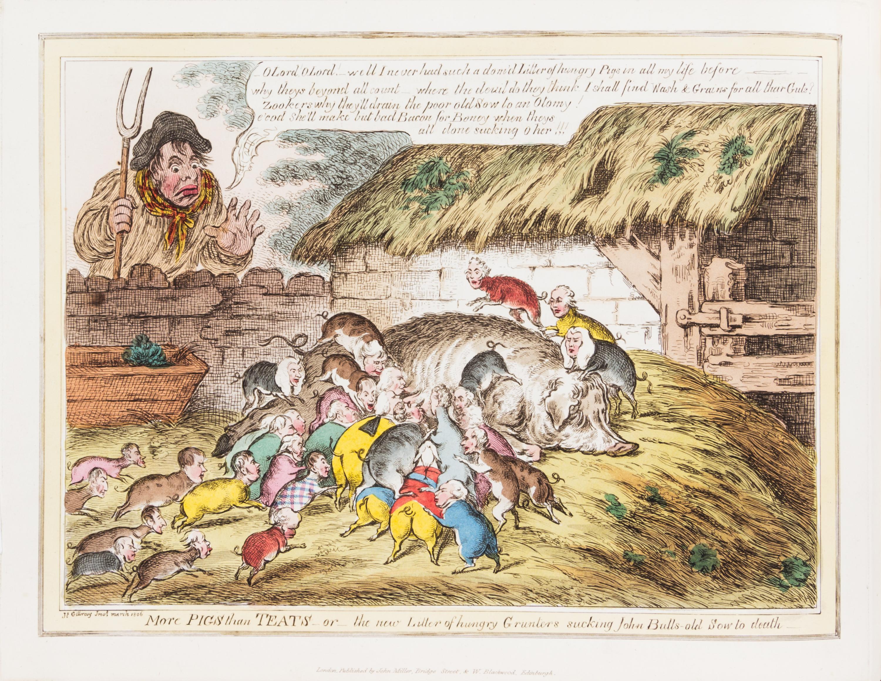 GILLRAY, JAMES. [The Caricatures of Gillray.] London, [1818] With 85 hand-colored plates.