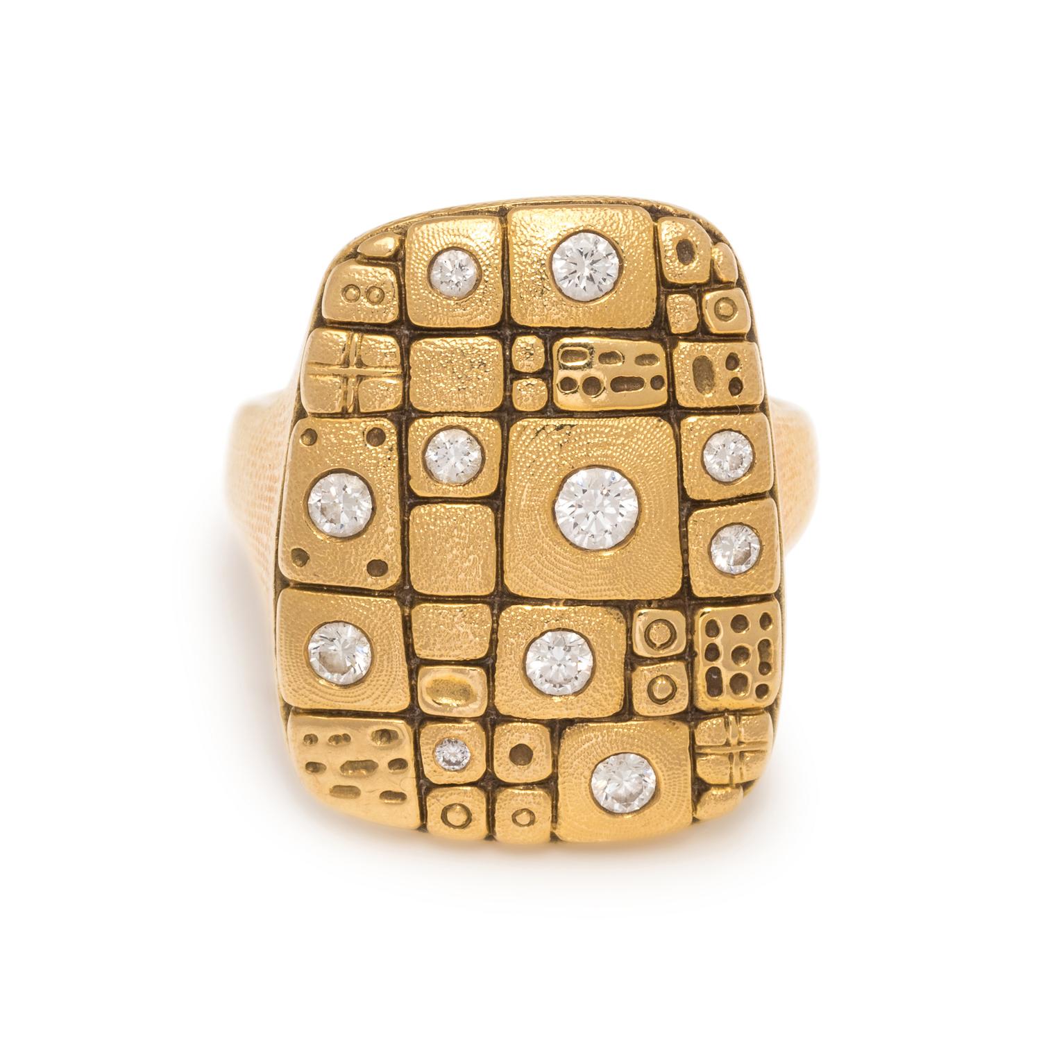 ALEX SEPKUS, YELLOW GOLD AND DIAMOND RING