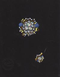 A Collection of Original Gouache on Paper Jewelry Designs by Anne Howe Geyer for Trabert & Hoeffer-Mauboussin,