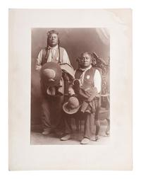 [NATIVE AMERICANS]. CHRISTENSEN, L.E., photographer. Custer's Scout Curley with Big Medicine. Forsyth, MT: 1902.
