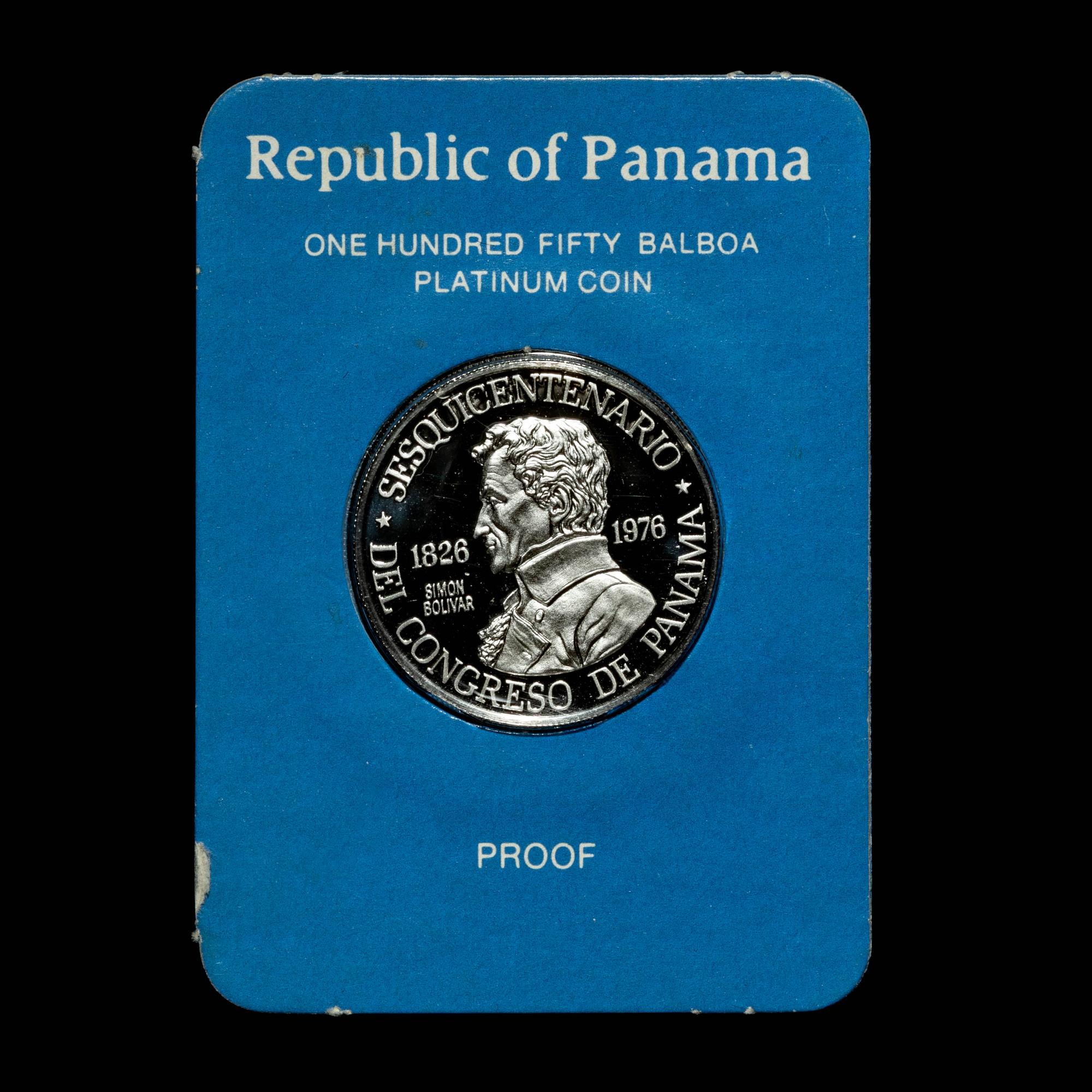 A 1976 Republic of Panama Issued Franklin Mint Struck B150 Platinum Proof