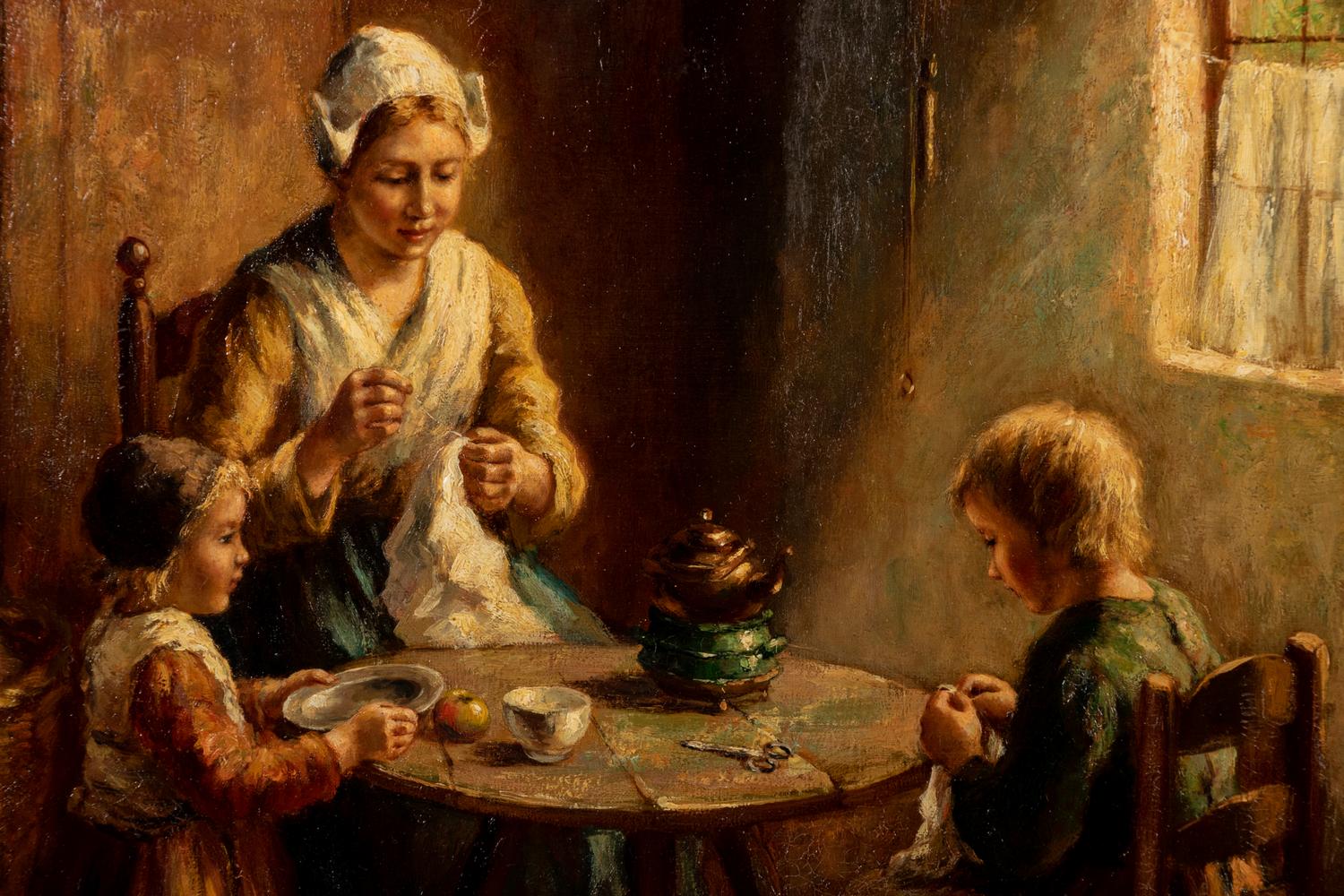 Interior Scene with Mother and Two Children