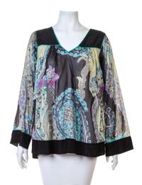 An Etro Multicolor Cotton Sheer Tunic, Size 44.