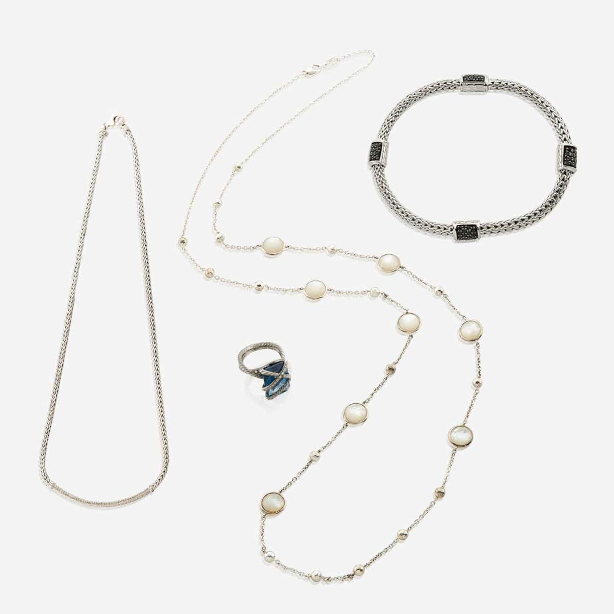 A collection of contemporary sterling silver jewelry, Ippolita, David Yurman, John Hardy