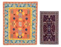 Two Needlepoint Rugs First 9 3/4 x 7 7/8 inches.