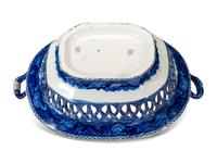 A Historic Blue Staffordshire 'West Point' Chestnut Reticulated Basket and Undertray