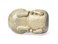 A Chinese Yueyao Style Celadon Glazed Reclining Ram