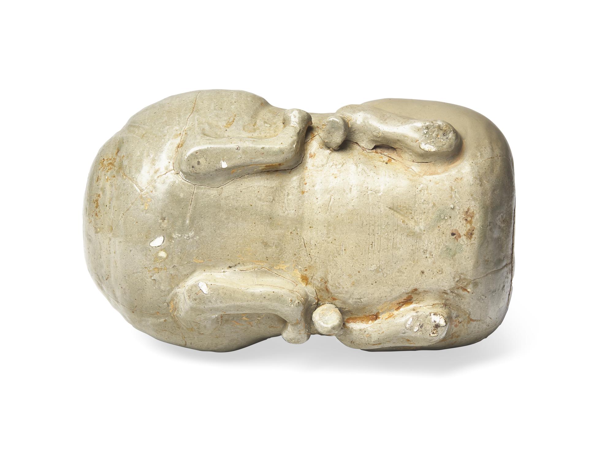 A Chinese Yueyao Style Celadon Glazed Reclining Ram