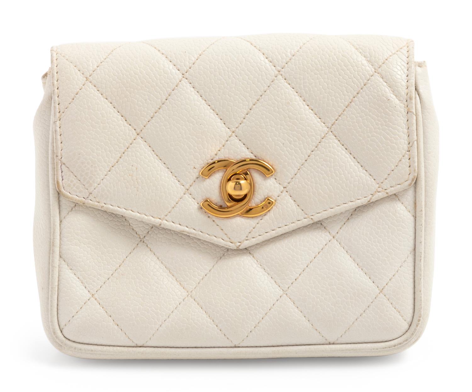 Chanel White Quilted Bag for Belt, 1991-94