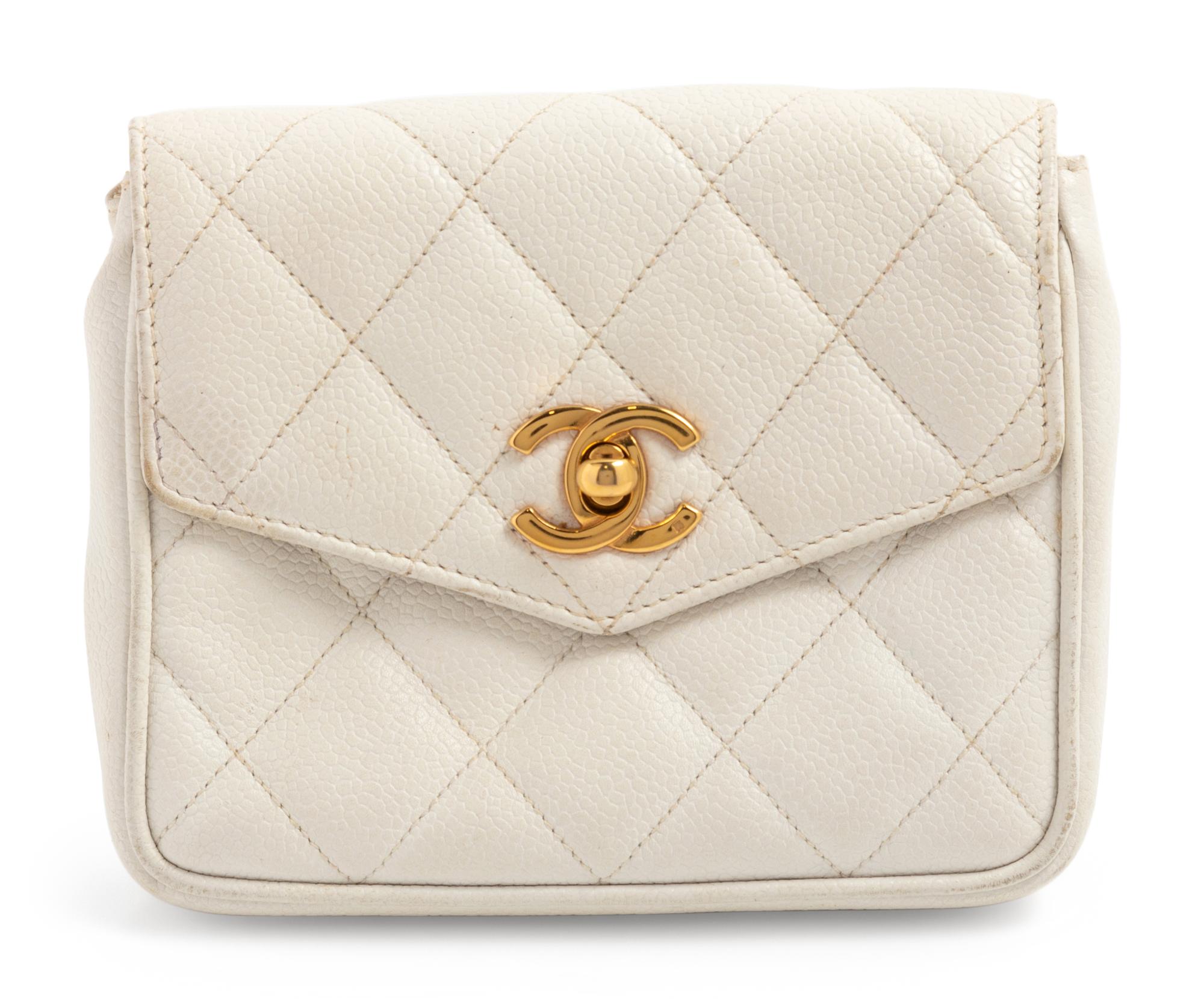 Chanel White Quilted Bag for Belt, 1991-94