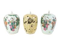 Three Chinese Porcelain Ovoid Vases and Covers — 20TH CENTURY
