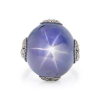 EDWARDIAN, STAR SAPPHIRE AND DIAMOND RING