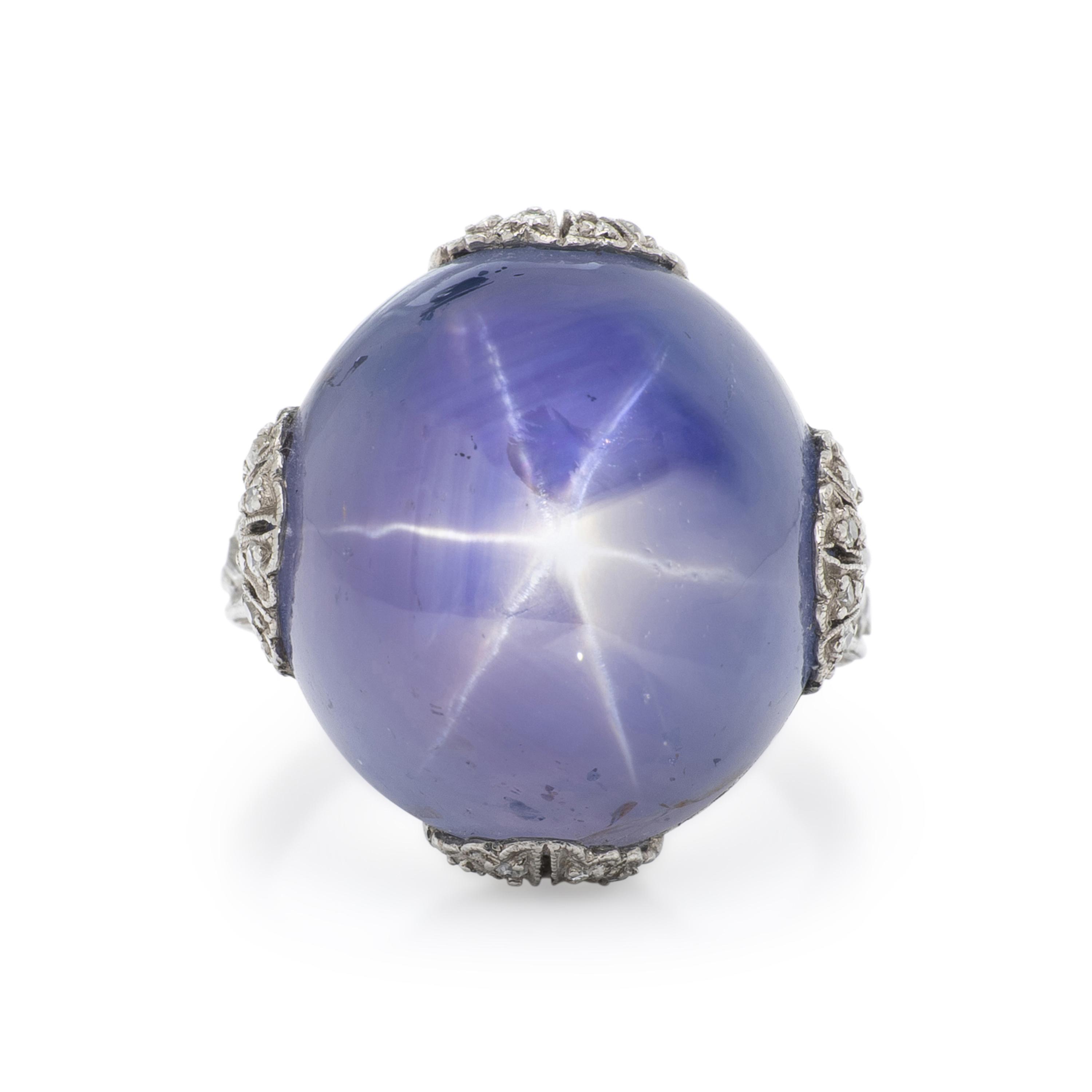 EDWARDIAN, STAR SAPPHIRE AND DIAMOND RING