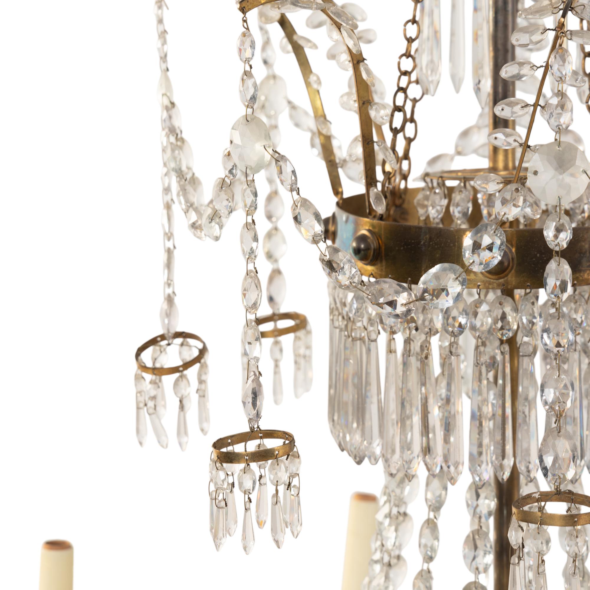 A North European or Baltic Gilt Bronze and Cut Glass Eight-Light Chandelier