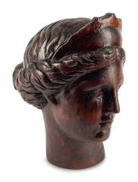 A Continental Carved Wood Head of Aphrodite