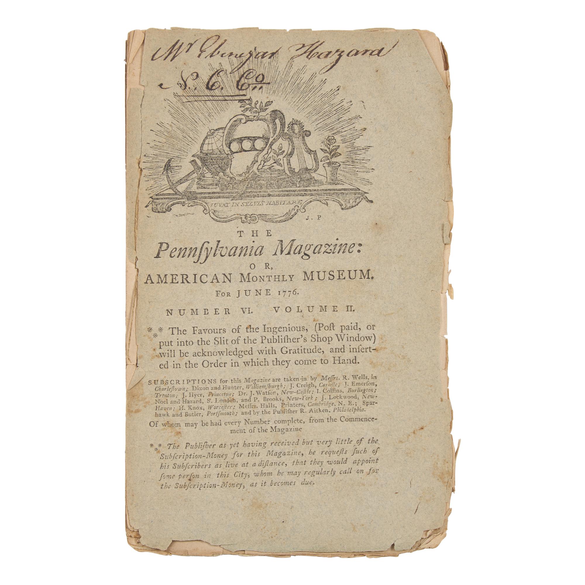 [Declaration of Independence] One of the Earliest Printed Announcements of American Independence, in the Exceedingly Rare Original Wrappers, 1776