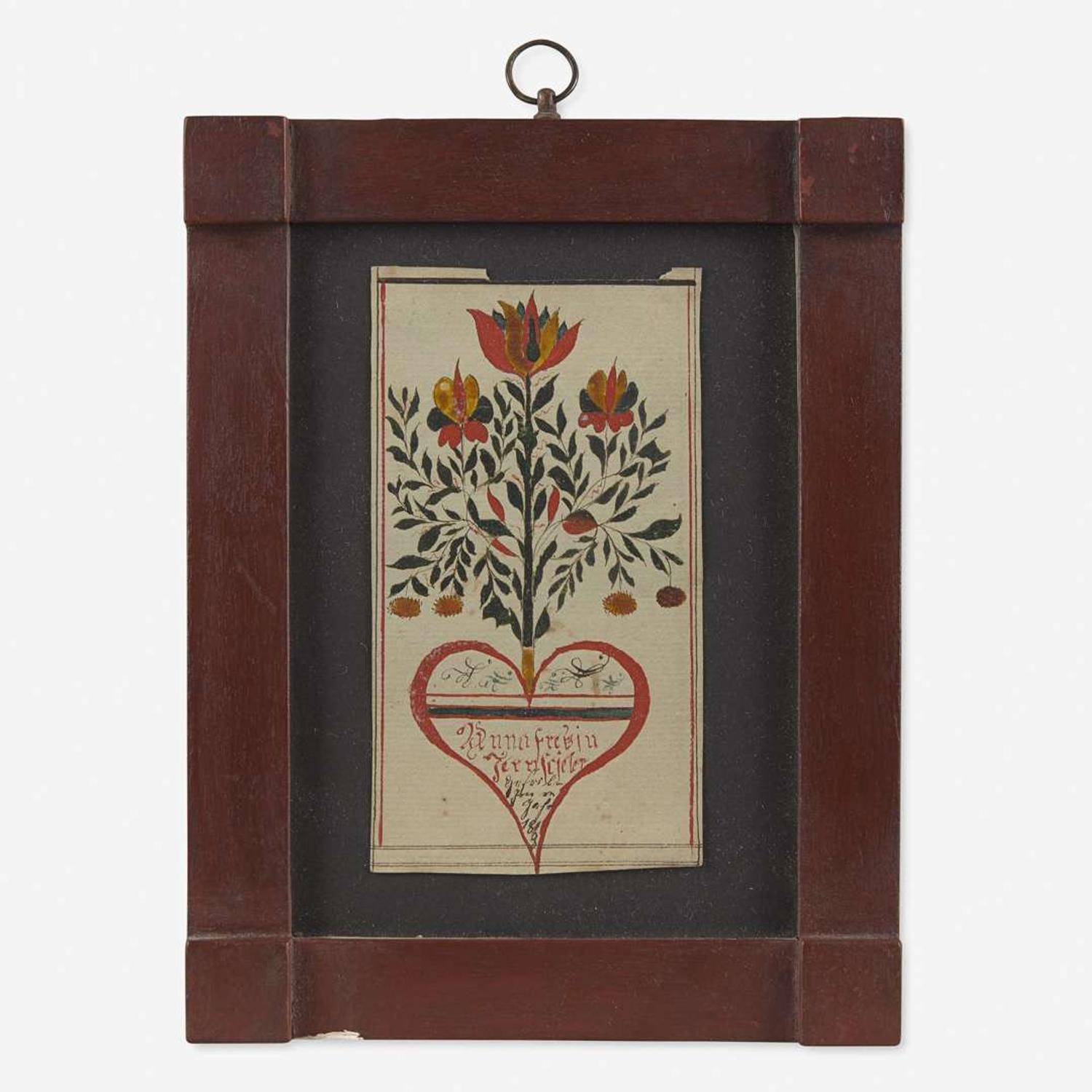 American School 19th century Fraktur Bookplate for Anna Freben Ternscieler, dated "1818"