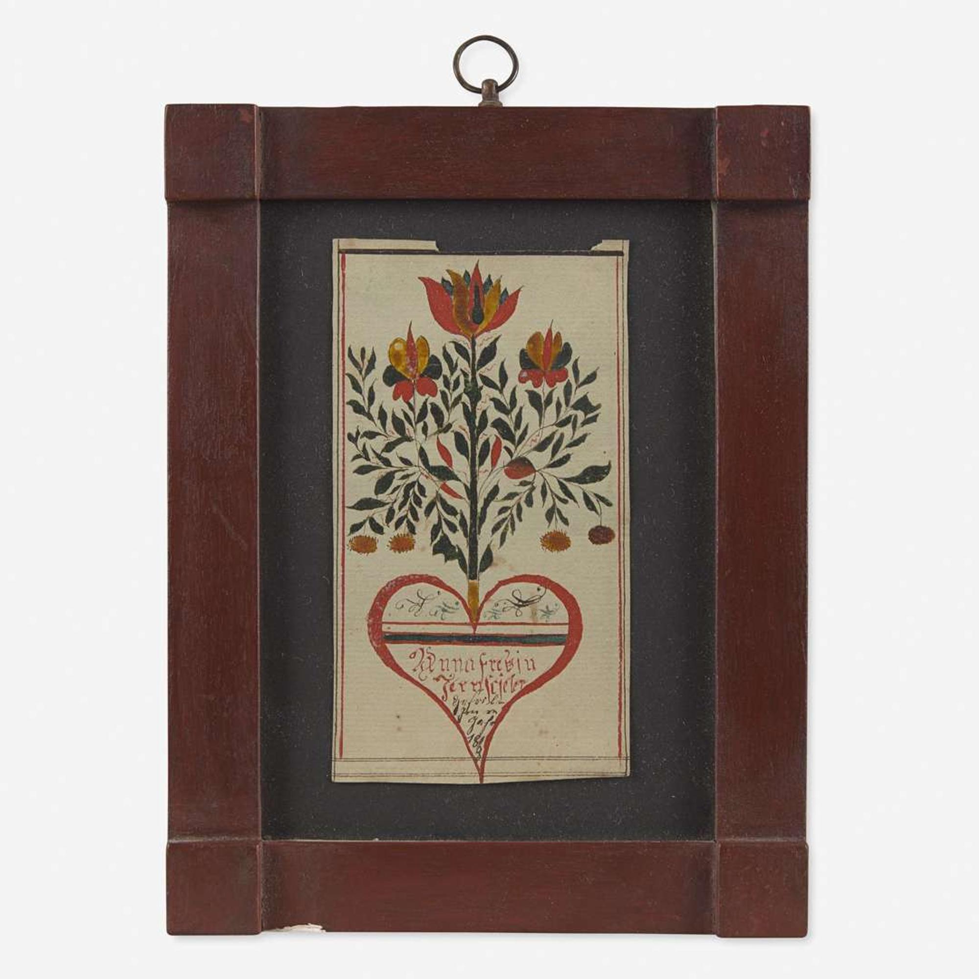 American School 19th century Fraktur Bookplate for Anna Freben Ternscieler, dated "1818"
