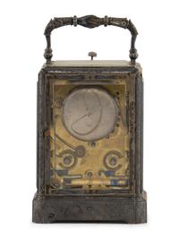 A French Silvered Bronze Repeating Carriage Clock