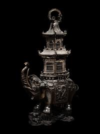 A Japanese Bronze Elephant-Form Incense Burner