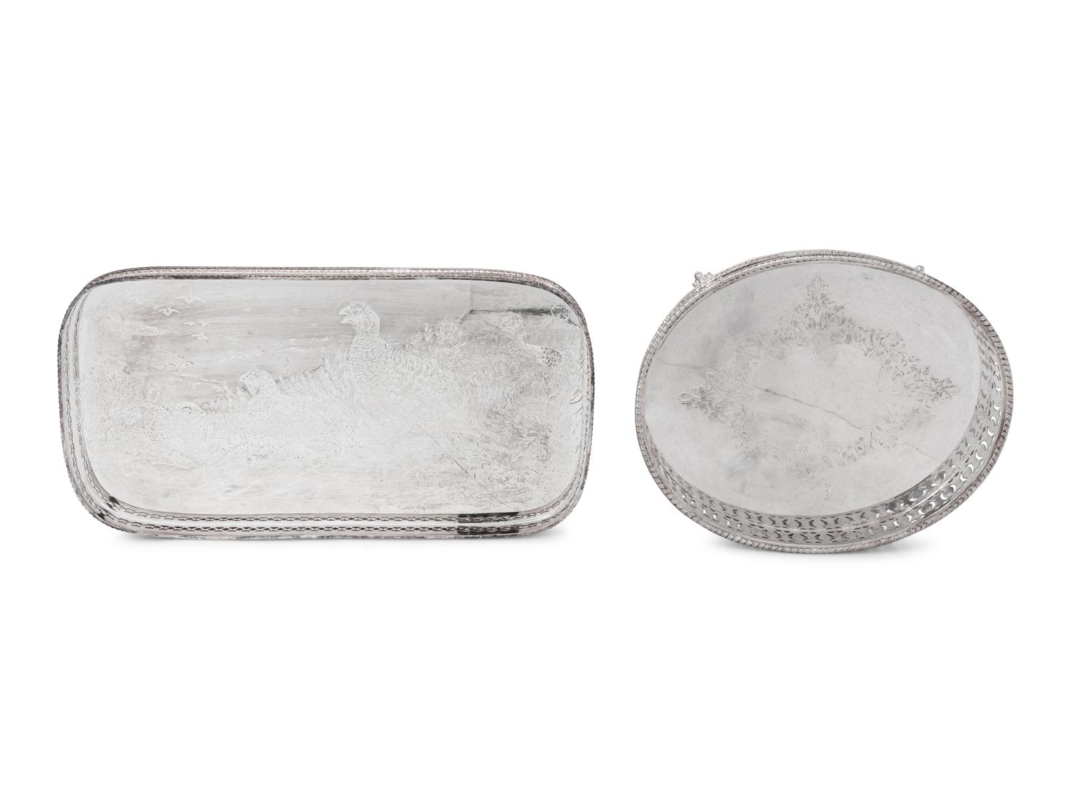 Two English Silver-Plate Trays